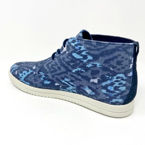 Clae Strayhorn Textile Midnight Batik Blue Mens Canvas Mid Casual Sneakers - Picture 3 of 5